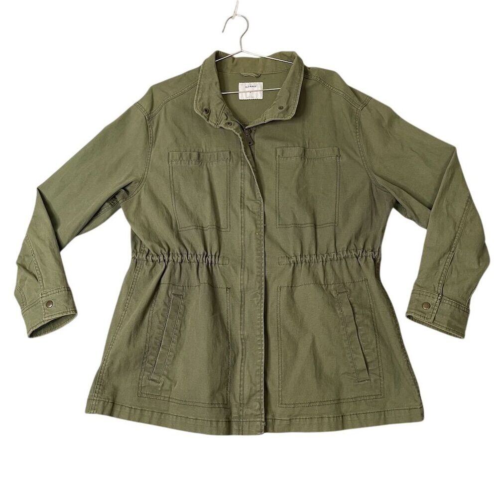 Old Navy Women's Military Jacket XL Green Utility Field Mid-Length Casual